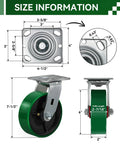 Heavy Duty Caster Wheel Set Of 4 6 Inch By 2 Inch Polyurethane Industrial Casters with size information and dimensions