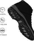Sole view of Go-To Water Resistant Lightweight Hiking Boots For Men, highlighting anti-slip traction and durability features.
