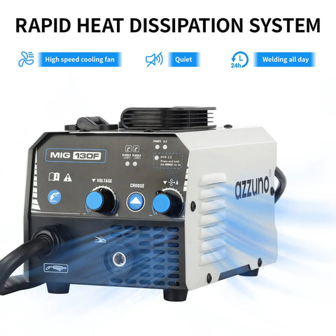 Gasless MIG Welder Flux Core 110V 130Amp Portable Wire Feed Inverter With Synergic Control IGBT front view with controls