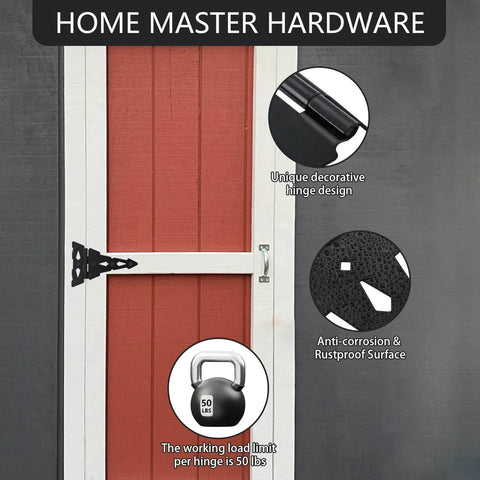8 Inch Heavy Duty Decorative T Hinge For Sheds Gates And Barn Doors With Included Screws Black Finish 4 Pack Durable Steel Construction