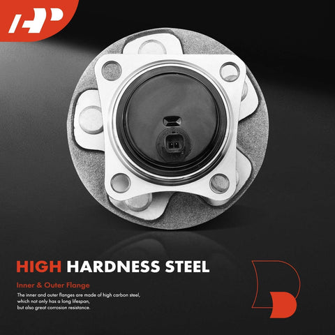 Rear Wheel Bearing And Hub Assembly With ABS And Five Lug For Toyota Corolla 2009 To 2018 Matrix 2009 To 2014 And Pontiac Vibe 2009 To 2010 Direct Fit Premium Replacement Drop In Ready Engineered For Quiet Operation And Long Lasting Durability Easy To, visible from top view