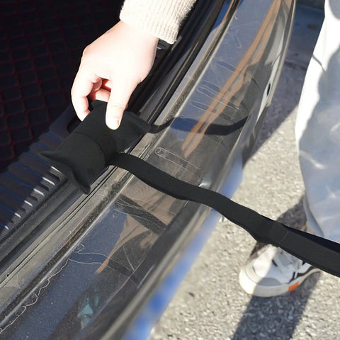 Yall Will Love This Roof Mount Anchor Kit For Cars With Quick Fix Ropes And EVA Foam Pad being installed on car trunk