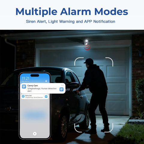 4MP Indoor Outdoor Home Security Camera System, 2 Pack, 2.4G And 5G WiFi, alarm mode notification on smartphone screen