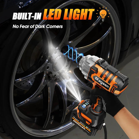 Half Inch Cordless Impact Wrench With High Torque Brushless Motor 900 Ft-Lb 1200 Nm 3800 RPM used on car wheel