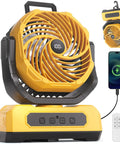 30,000mAh Portable Camping Fan With RGB Lantern Rechargeable Battery Oscillating Air 4 Speed Settings LED Display Remote Control