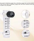 Oxygen Flow Meter 0 To 5 LPM Acrylic Flowmeter For Oxygen And Air Gas with 8 mm Hose Barbs, detailed view of acrylic body and gauge
