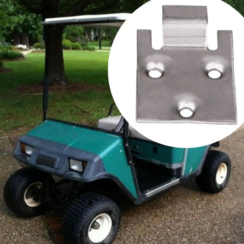 Golf Cart Seat Bottom Hinge Plate Replacement With Beefed Up Metal Construction beside a golf cart