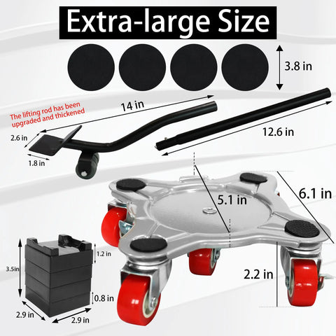 Heavy Duty Five Wheel Furniture Mover Dolly With 360 Degree Rotating Cardan Wheels And Brakes, extra-large size details