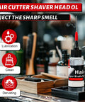 Two Pack Hair Clipper Oil Lubricant For Clippers And Trimmers bottle on barber counter