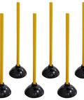 Real Deal Heavy Duty Toilet Plunger Value Pack Of Six Blasts Away Stubborn Clogs Quick With Supercharged Suction and Classic Wood Handles.