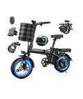 Compact Foldable 14 Inch Electric Bike For Adults With 500W Motor, 23 MPH Top Speed, 35 Mile Range, Detachable 48V 12Ah Battery