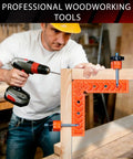 Woodworker using 90 Degree Corner Clamps For Woodworking, Trigger Clamp Set For Carpentry Projects on a wooden frame.