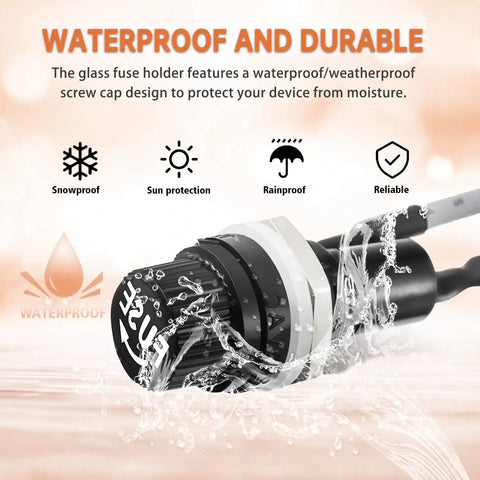 Plug And Go Pre Soldered Wire Panel Mount Fuse Holder With Atc Blade Fuses AC 250V waterproof fuse holder with screw cap design.