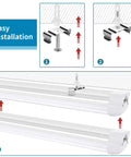 Installation steps for 8Ft LED Shop Light Fixture 72W 6000K Cool White T8 Integrated Strip Lights with frosted cover