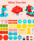 3 In 1 Dough Set With 59 Pieces For Kids Ages 3 And Up Ice Cream Maker Noodle Machine Burger Maker Kitchen Creations Craft Kit