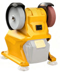 Pro Grade Cordless Bench Grinder With Dual 3 Inch Grinding Wheels and sturdy guard, compact 18 cm design for easy use.