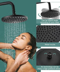 Matte Black Exposed Pipe Shower System With 8 Inch Rain Shower Head And Brass Fixture Dual Function Shower Faucet in use