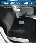 Waterproof Towel Car Seat Cover Sweat-Wicking Front Seat Protector showing non-slip black cover on a car seat with water droplets.