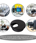 10 Pack Round Desk Grommets For Cable Management, Black Plastic Hole Covers, Wire Organizer Caps, 63.5mm Opening in office use.