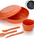 Lightweight Six Piece Camping Mess Kit With Nesting Bowl Plate Cup Spoon Fork Knife And Carry Bag For Easy Outdoor Meals On The Go Space Saving Backcountry Gear Essentials For Backpacking And Camp Trips