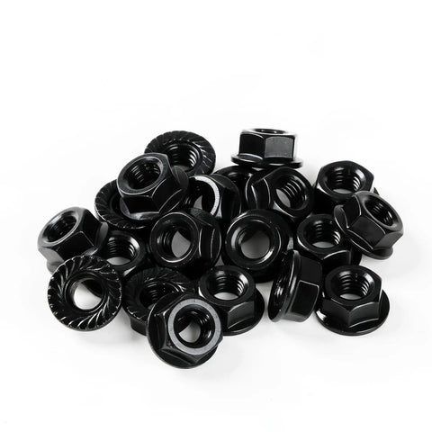 M10x1.5 Serrated Flange Hex Nuts Anti Loosening Black Oxide Finish 15mm Nut Size 21.8mm Flange 10mm Height 20 Pack
