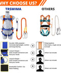 Heavy Duty Full Body Safety Harness For Construction Crews Adjustable Fall Protection Gear Durable Roofing Rig with lanyard keepers.