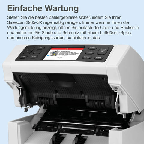Close-up of Heavy Hitter Multi Currency Money Counter Machine That Value Counts And Sorts Mixed Banknotes With 7 Point Security Counterfeit Money Detector.