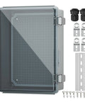 Joinfworld outdoor lockable weatherproof electrical box with clear lid; plastic NEMA 4 enclosure for electronics