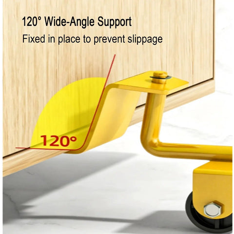 Heavy Hauling Setup Features 360 Degree Swivel Casters And Shock Absorbing Silent Rollers To Move Bulky Appliances Through Tight Garage Spaces Like A Smooth Operator Daily, showing 120° wide-angle support.