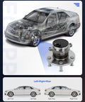 Rear Wheel Hub And Bearing Assembly For Kia Forte 2010 2013 Forte Koup 5 Lug With ABS Direct Fit OE Quality Plug And Play 2 Piece Set Drop In Replacement, shown with car illustration.