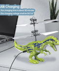 Dinosaur RC Ball Flying Toy For Kids 8-12 Infrared Induction Remote Control Dino With LED Lights USB charging setup