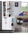 Modern living room with glass shelves highlighted, showing Set Of 24 Glass Brackets Heavy Duty Zinc Alloy Clips For Shelves And Stair Rails Adjustable Glass Clip Shelf Clamp With Flat Back Mount Rock Solid Hold For Floating Shelves Cabinets And Handrails, chrome finish for durable support.