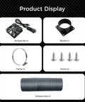 High Efficiency 4000 RPM Fume Extraction Kit For 3D Printer Enclosures components including exhaust fan, hose, and screws
