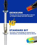 Comparison of GEINXURN precise tip-end T20 Security Torx bits and standard bit with visual differences for high torque use.