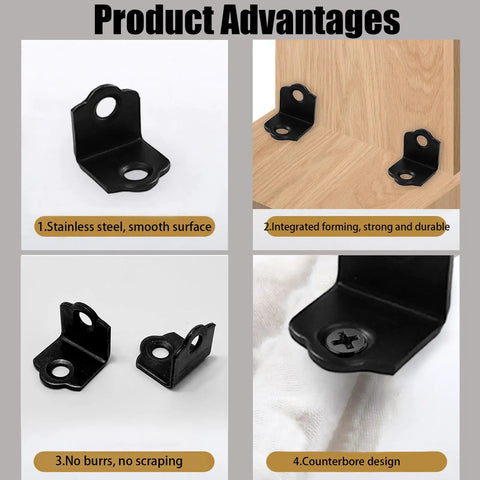 Built Tough As Nails 50 Pack Heavy Duty 90 Degree Corner Braces 0.75 Inch L Bracket Metal Furniture Connectors with smooth surface.