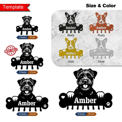 Custom Name Boxer Wall Mount Leash Holder With Bone Plaque And Hooks, Key And Leash Organizer, Dog Room Decor options
