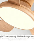 YPDJVLTI Ceiling Fans Lights 42-52Inch LED Ceiling Lamp with a high-transparency PMMA lampshade for soft diffused light.
