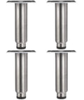 Beefy 4 Pack Stainless Steel Equipment Legs, 6 Inch High, 1-5/8 Inch OD, 3-1/2 Inch Square Removable Mounting Plates