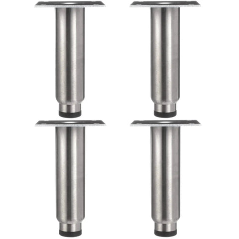 Beefy 4 Pack Stainless Steel Equipment Legs, 6 Inch High, 1-5/8 Inch OD, 3-1/2 Inch Square Removable Mounting Plates
