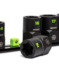 Three Eighths Inch Drive Metric Socket Extractor Set BiDirectional Design For Loosening And Removing Broken Studs Stripped Bolts And Lug Nuts