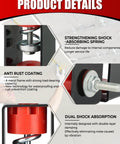 Close-up of durable ceiling vibration isolators showing steel construction, premium springs, silicone dampers for HVAC systems.