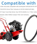 Drive Belt Replacement For Rear Tine Tiller Fits 12 X 728 4L Tooth HA Heavy Duty Belt beside red tiller