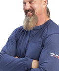 FR Air Service T Shirt Sage Heather Long Sleeve Crew Neck Tee With Durable Lightweight Comfort, Flame Resistant Fabric