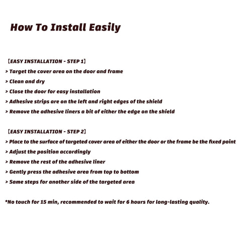Installation instructions for Two Pack Clear Door Hinge Protectors Baby Finger Pinch Guards detailed steps for applying adhesive shields.