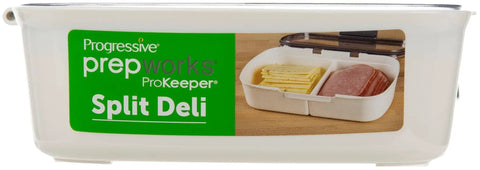 Split Deli Storage Container with Airtight Silicone Seal and Dry Erase Lid for Meats and Cheeses, Keeps Bacon Fresher Longer, 11.75 Inch