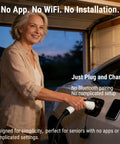 Woman using Portable Level 1 And Level 2 EV Charger, 16 Amp 110V/240V With NEMA 6-20 Plug And NEMA 5-15 Adapter in garage