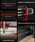 Close-up of Beefy Desktop CNC Router For Engraving And Laser Cutting All In One 600x500mm Working Area 3 Axis Machine With 500W Spindle