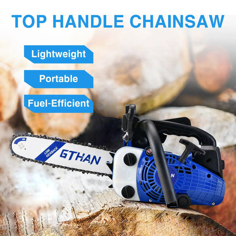 Top Handle Chainsaw 12 Inch Gas Powered 25.4cc 2 Cycle Portable Handheld Chainsaw For Tree Cutting Wood Chopping And Yard Work