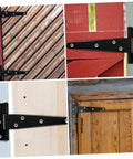 8 Piece 5 Inch Galvanized Steel T Shape Door Hinges Black Finish Detachable Weld On Hinges for Shed Doors Cabinet Wood