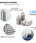 Top Shelf Metric Point Screws With Smooth Nickel Coating And Phillips Heads Build Heavy Duty Leather Belt Hardware Kits Including 120 Pieces In Twelve No Fuss Sizes Paired With A Pocket Driver For Quick Purse Repairs Anytime, showcasing close-up views of screws.